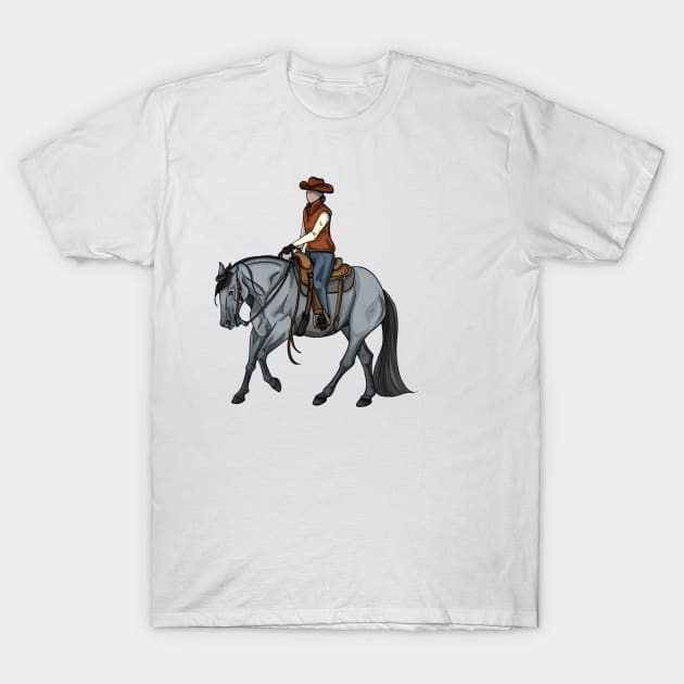 Blue Roan Western Ranch Horse Lope T-Shirt by themarementality